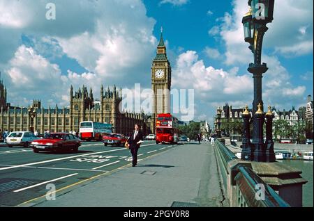 Blick auf Westminster Palace und Big Ben von der Westminster Bridge, London, England Stockfoto