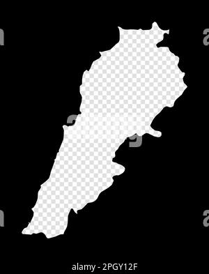 Schablonenkarte des Libanon. Einfache und minimale transparente Karte des Libanon. Schwarzes Rechteck mit ländlicher Schnittform. Wunderschöne Vektorillustration. Stock Vektor