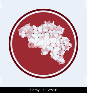Symbol Belgien. Trendiges Tech-Logo des Landes. Rundes geometrisches Mesh. Technologie, Internet, Netzwerk, Telekommunikationskonzept. Stock Vektor