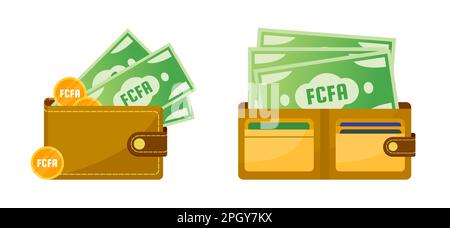 Geldbörse mit zentralafrikanischem CFA-Franc-Geld Stock Vektor