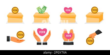 Spende mit Geldsymbolen in Zentralafrika Stock Vektor