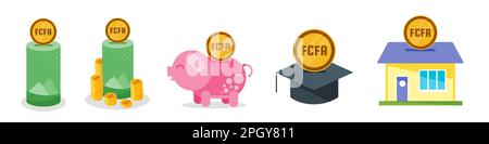 Wir sparen den CFA-Franc aus Zentralafrika Stock Vektor