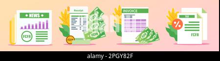Zentralafrikanischer CFA-Franc Beleg und Dokumente Illustration Stock Vektor