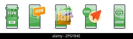 Online-Mobile-Banking mit zentralafrikanischem CFA-Franc am Telefon Stock Vektor