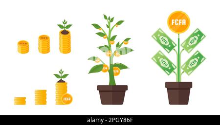 Zentralafrikanischer CFA-Franc-Geldbaum wächst Stock Vektor
