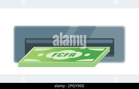 Geld aus zentralafrikanischen CFA-Franc von der ATM-Illustration abheben Stock Vektor