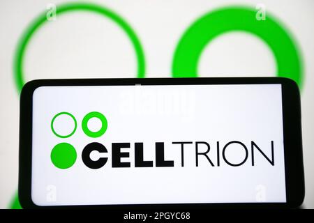 Ukraine. 24. März 2023. In dieser Abbildung ist das Celltrion Inc.-Logo auf einem Smartphone-Bildschirm zu sehen. Kredit: SOPA Images Limited/Alamy Live News Stockfoto