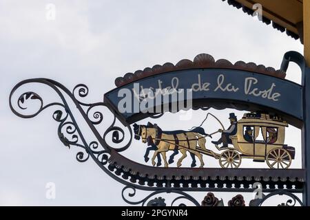 Hotel De La Poste Zeichen in Cortina d ' Ampezzo Stockfoto