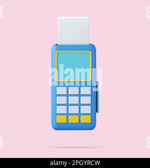 3D Pos Terminal mit Beleg Stock Vektor