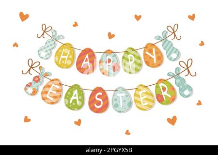 osterfeiertag Grußbanner Girlande aus ostereiern Vektor Stock Vektor
