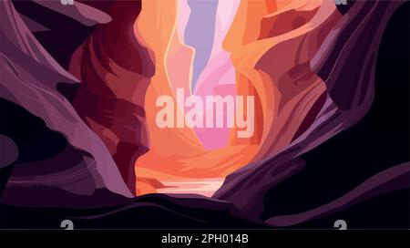 Antilopenschlucht. US-Nationalpark. Vektorgrafik von Kurven im Fels. Wellenmuster. Stock Vektor