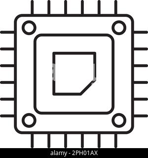 Abbildung des Vektorsymbols für den Prozessor der Informationstechnologie. Stock Vektor