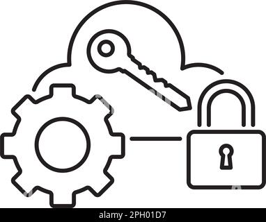 IT-Ausrüstung, Cloud, Schlüssel, Schloss, Vektorsymbol. Stock Vektor