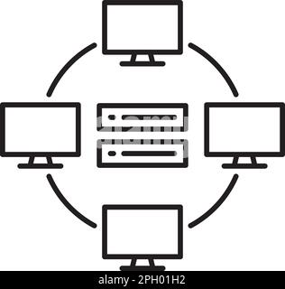 Darstellung des Vektorsymbols für Rechenzentren in der Informationstechnologie. Stock Vektor