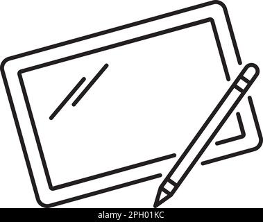 Darstellung des Vektorsymbols des Tablets mit Informationstechnologie. Stock Vektor