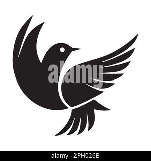 Taube, minimales Schwarz-Weiß-Vektorsymbol. Umriss-Silhouette eines Vogels. Sauber und modern isoliert Stock Vektor