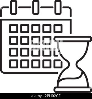 Abbildung: Kalender, Sanduhr, Vektorsymbol für Projektmanagement. Stock Vektor