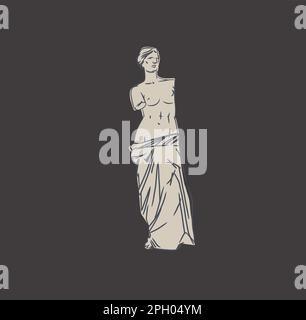 Handgezeichnete Vektoren abstrakte Umrisse, Grafik, Strichkunst griechische antike Skulptur Statue Linienkunst Moderne Zeichnung. Antike klassische Statuen im trendigen Künstlerstil Stock Vektor