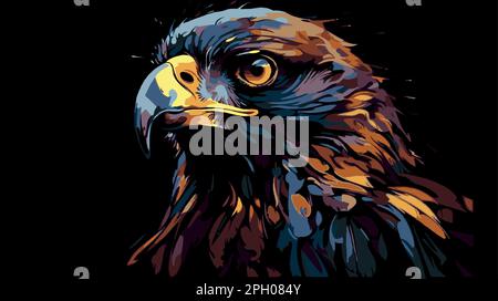 Adlermalerei. Vektorgrafik Darstellung eines Vogels mit bunter Farbe. Majestätisches Pop-Art-Poster, Banner Stock Vektor