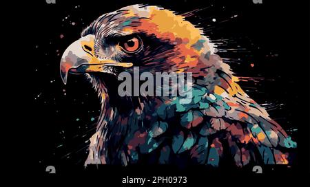 Adlermalerei. Vektorgrafik Darstellung eines Vogels mit bunter Farbe. Majestätisches Pop-Art-Poster, Banner Stock Vektor