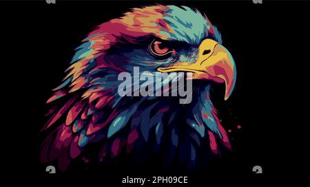 Adlermalerei. Vektorgrafik Darstellung eines Vogels mit bunter Farbe. Majestätisches Pop-Art-Poster, Banner Stock Vektor