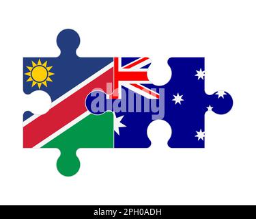 Zusammenhängendes Puzzle von Flaggen von Namibia und Australien, Vektor Stock Vektor