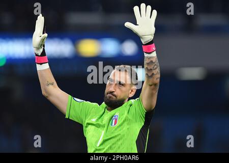 Neapel, Kampanien. 23. März 2023. Gianluigi Donnarumma von Italien während des Fußballspiels Euro 2024 Qualifying Group c Italien-England, Stadio Diego Armando Maradona, Neapel, Italien, 23. März 2023 AllShotLive/SIPA USA Credit: SIPA USA/Alamy Live News Stockfoto