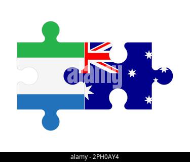 Zusammenhängendes Puzzle von Flaggen von Sierra Leone und Australien, Vektor Stock Vektor