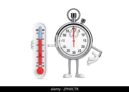 Modernes Personenkottchen mit Stoppuhr und Außenthermometer auf weißem Hintergrund. 3D-Rendering Stockfoto