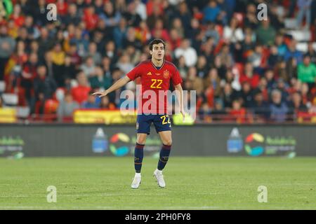 Almeria, Spanien. 24. März 2023. Manu Sanchez (ESP) Fußball : unter 21 Jahren Internationales Freundschaftsspiel zwischen U21 Spanien 3-2 U21 Schweiz im Power Horse Stadium in Almeria, Spanien . Kredit: Mutsu Kawamori/AFLO/Alamy Live News Stockfoto