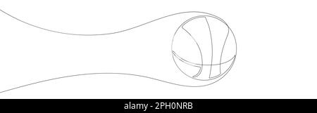 Basketball-Einlinienkunst. Durchgehende Linienzeichnung der Kugel. Stock Vektor