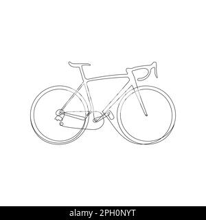 Durchgehendes klassisches Fahrrad mit einer Linie. Strichgrafiken. Stock Vektor