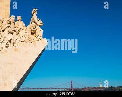 Atemberaubende Details von Padrao dos Descobrimentos (Denkmal der Entdeckungen), Lissabon, Portugal Stockfoto