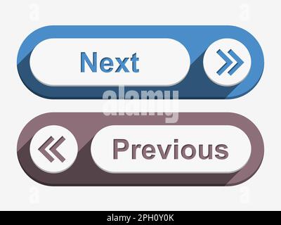 Schaltflächen „Weiter“ und „Zurück“, flaches Design, Vektor-EPS10-Abbildung Stock Vektor