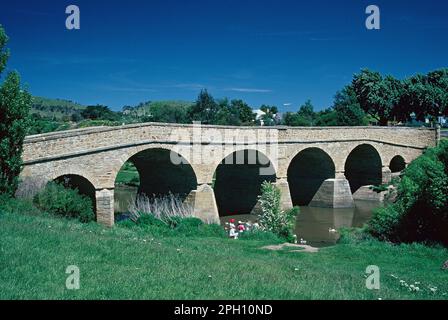 Tasmanien. Ich Bin Richmond. Richmond Bridge über dem Coal River. 1823. Die älteste Brücke Australiens. Stockfoto