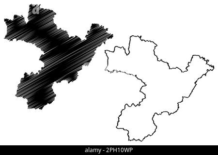 South Derbyshire nicht-Metropolregion (Vereinigtes Königreich Großbritannien und Nordirland, zeremonielle Grafschaft Derbyshire, England) Kartenvektor il Stock Vektor