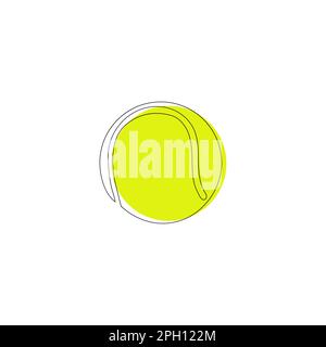 Tennisball mit einer Strichzeichnung. Durchgehende Linienzeichnung der Kugel. Stock Vektor