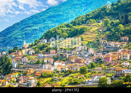 Küste von Bellano am Comer See farbenfrohe Aussicht, Lombardei-Region von Kroatien Stockfoto