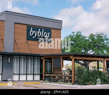 HARAHAN, LA, USA - 23. MÄRZ 2023: Byblos Mediterranean Grill in Elmwood Stockfoto