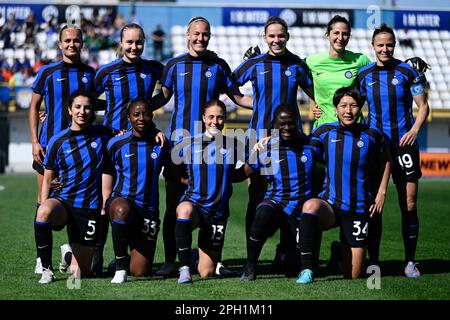 Sesto San Giovanni, Italien. 25. März 2023. Aufstellung von Inter Women während des Fußballspiels der Serie A zwischen Inter Women und Juventus Women am 25. März 2023 im Breda-Stadion in Sesto San Giovanni, Italien. Kredit: Tiziano Ballabio/Alamy Live News Kredit: Tiziano Ballabio/Alamy Live News Stockfoto