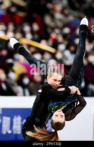 Saitama, Japan. 25. März 2023. Allison REED & Saulius AMBRULEVICIUS (LTU), während des Ice Dance Free Dance, bei der ISU World Figure Skating Championships 2023, in der Saitama Super Arena, am 25. März 2023 in Saitama, Japan. Kredit: Raniero Corbelletti/AFLO/Alamy Live News Stockfoto