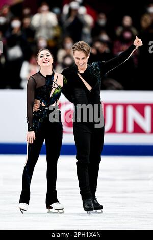 Saitama, Japan. 25. März 2023. Allison REED & Saulius AMBRULEVICIUS (LTU), während des Ice Dance Free Dance, bei der ISU World Figure Skating Championships 2023, in der Saitama Super Arena, am 25. März 2023 in Saitama, Japan. Kredit: Raniero Corbelletti/AFLO/Alamy Live News Stockfoto