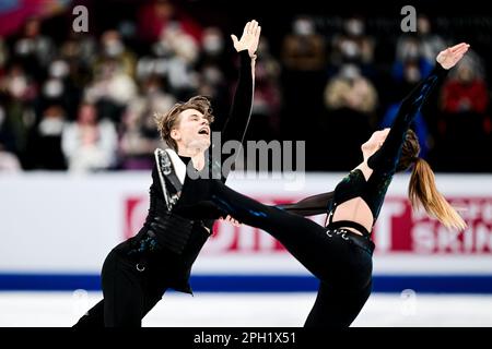 Saitama, Japan. 25. März 2023. Allison REED & Saulius AMBRULEVICIUS (LTU), während des Ice Dance Free Dance, bei der ISU World Figure Skating Championships 2023, in der Saitama Super Arena, am 25. März 2023 in Saitama, Japan. Kredit: Raniero Corbelletti/AFLO/Alamy Live News Stockfoto