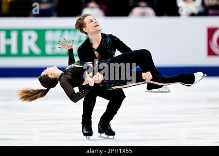 Saitama, Japan. 25. März 2023. Allison REED & Saulius AMBRULEVICIUS (LTU), während des Ice Dance Free Dance, bei der ISU World Figure Skating Championships 2023, in der Saitama Super Arena, am 25. März 2023 in Saitama, Japan. Kredit: Raniero Corbelletti/AFLO/Alamy Live News Stockfoto