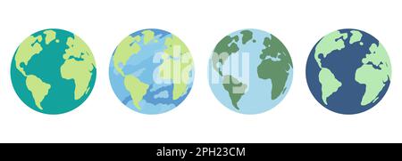 Ikonen der Erde. Vektordarstellung des Planetenplaneten Erde für Webdesign, Banner, Infografik. Stock Vektor