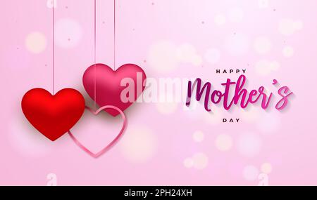 Fröhlicher Muttertag mit roten Herzen Stock Vektor