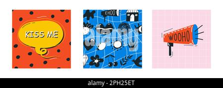 Handgezeichnete abstrakte Formen, komische Figuren. Stock Vektor