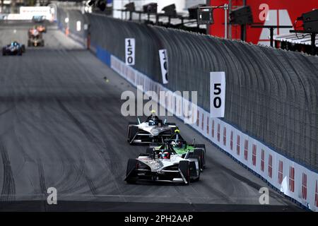 Sao Paulo, Brasilien. 25. März 2023. 3/25/2023 – Mitch Evans, Jaguar TCS Racing, Jaguar I-TYPE 6, 1. Positionen, Nick Cassidy, EnVision Racing, Jaguar I-TYPE 6, 2. Positionen Sam Bird, Jaguar TCS Racing, Jaguar I-TYPE 6, 3. Positionen, während der Formel E-Runde 6 – Sao Paulo E-Prix in Sao Paulo, Brasilien. (Foto: Simon Galloway/Motorsport Images/Sipa USA) Guthaben: SIPA USA/Alamy Live News Stockfoto