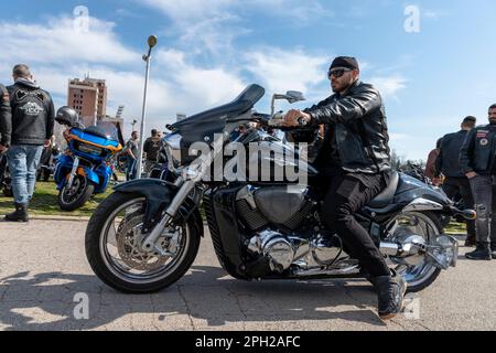 Sofia, Bulgarien - 25. März 2023: Offizielle Eröffnung der Sommermotorradsaison in Sofia, Bulgarien Stockfoto