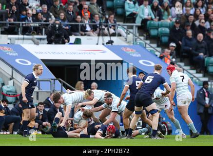 Allgemeiner Überblick über das Geschehen während des 2023-Mannschaftsspiels im Twickenham Stadium, London. Foto: Samstag, 25. März 2023. Stockfoto